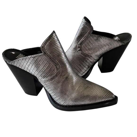 Jane And The Shoe Liesel Womens Size 6 Mule Silver Heel Textured Clogs - Picture 1 of 11